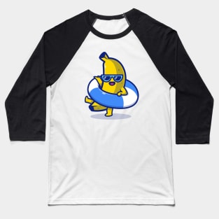 Cute Banana Wearing Balloon Cartoon Baseball T-Shirt